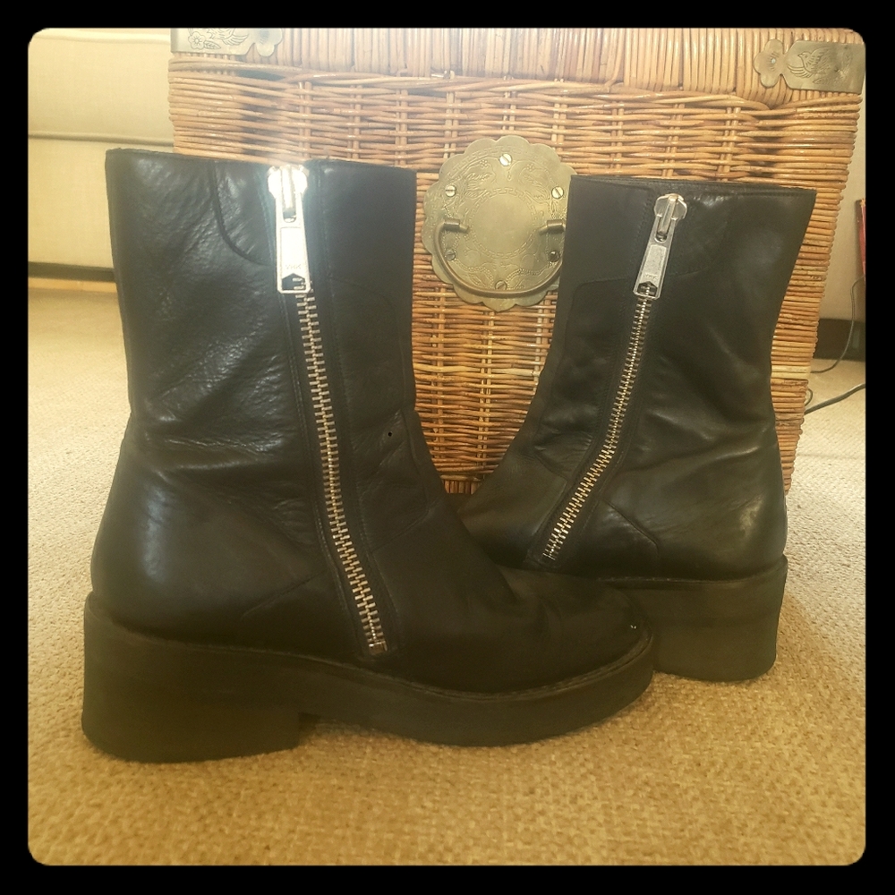 💋Leather Platform Boots🧡